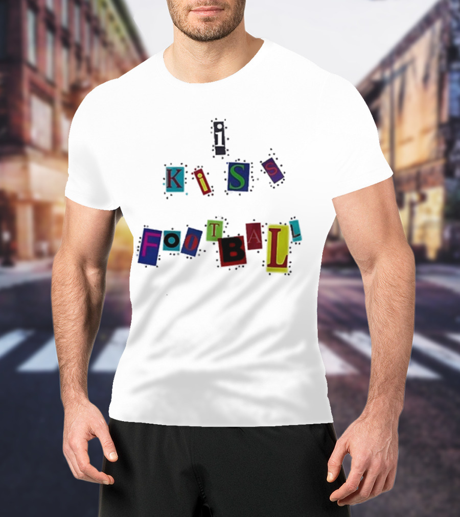 Nooruddean I Kiss Football Soccer Love Passion Bold Colorful Textured T-Shirt