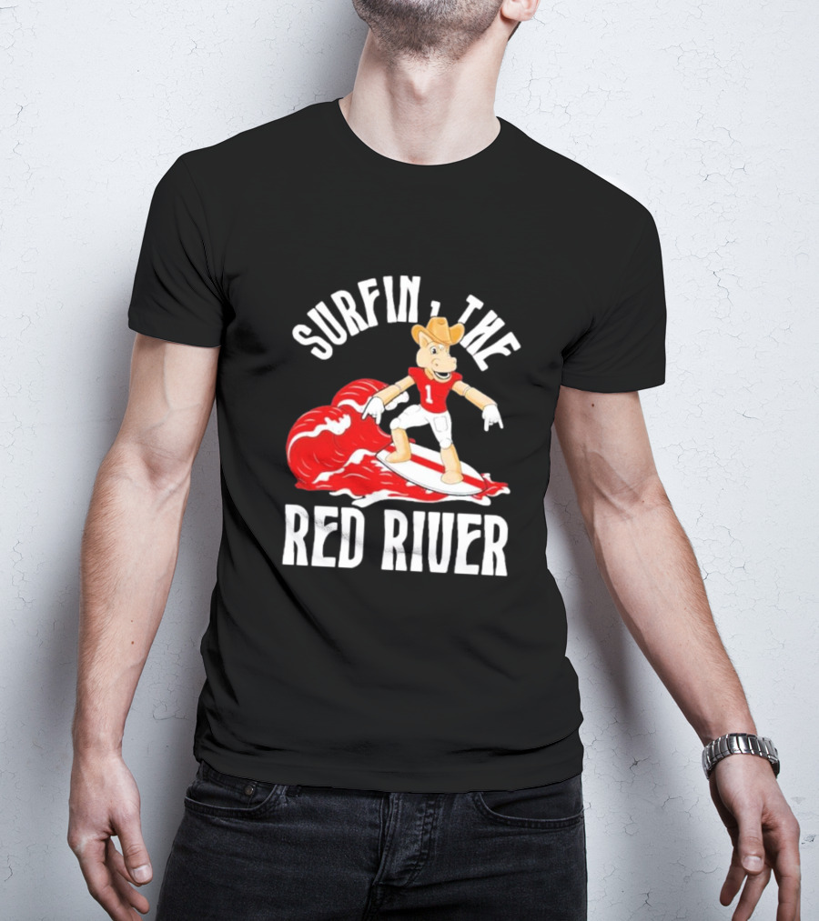 Surfin The Red River Rr Cowboy Surfboard Sports T-Shirt