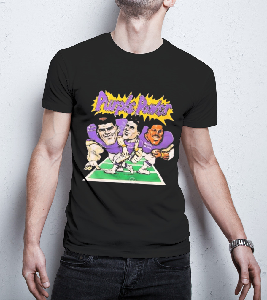 Purple Power Minnesota Vikings Cartoon Trio Caricature Football T-Shirt