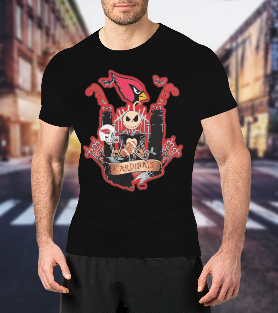 Jack Skellington Halloween Arizona Cardinals Fan T-Shirt