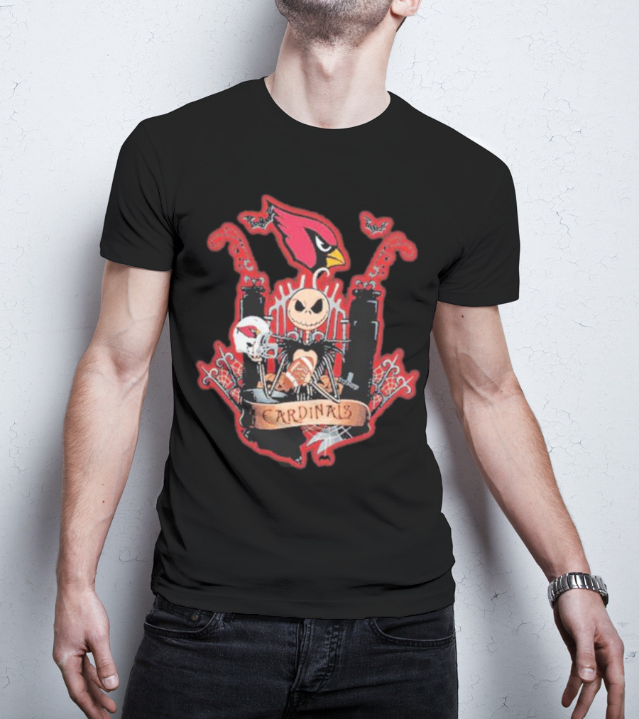 Jack Skellington Halloween Arizona Cardinals Fan T-Shirt