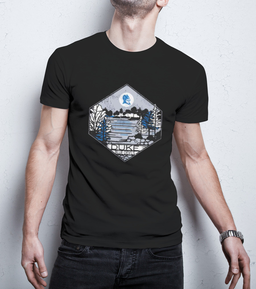 Duke Blue Devils Comfort Wash Hexagonal Landscape Sketch T-Shirt