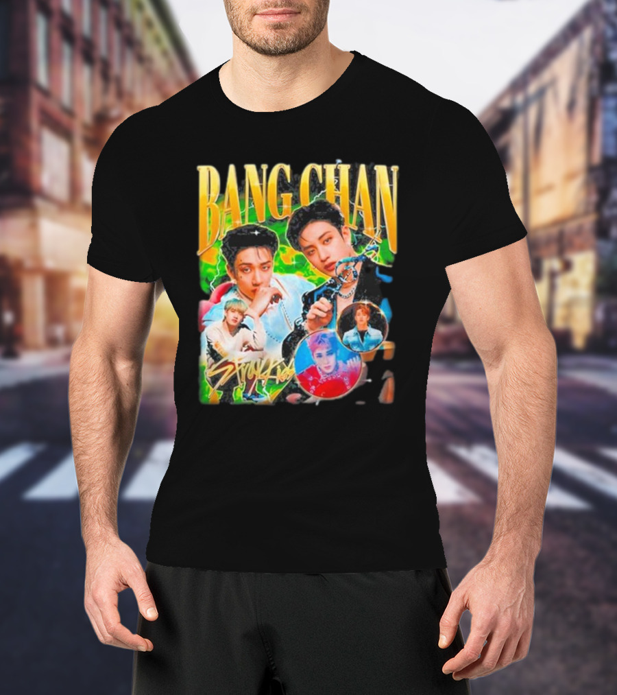 Bang Chan Stray Kids Multicolor Photo Collage T-Shirt