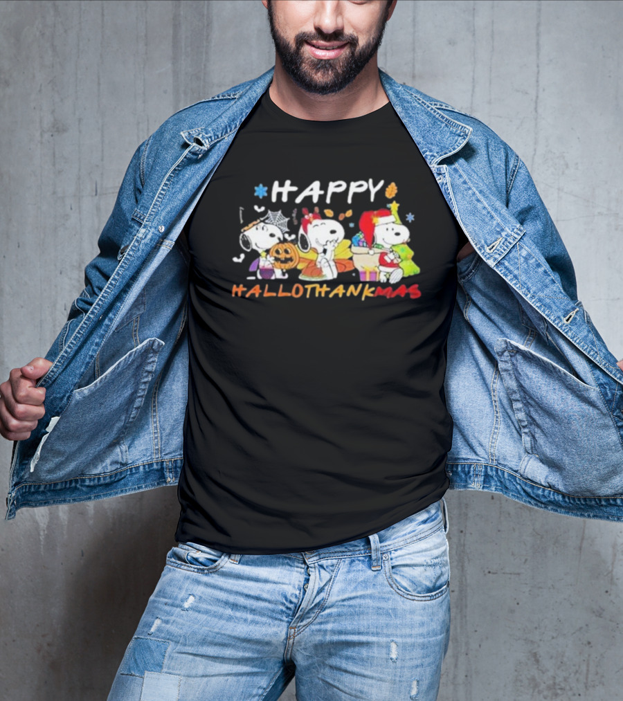 Happy Hallothankmas Snoopy Halloween Thanksgiving Christmas T-Shirt