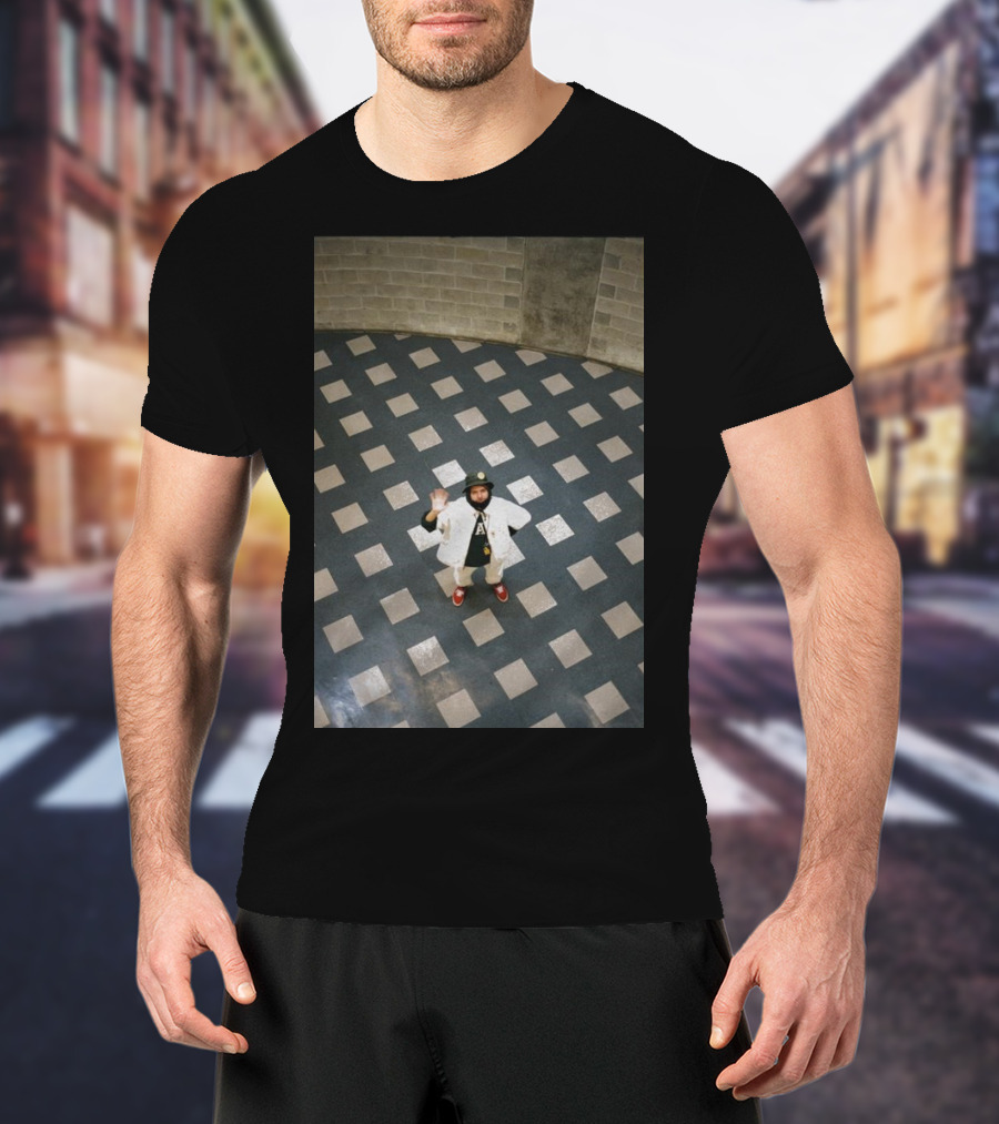 Mac Photo Off Waving Man In Grid Pattern Floor T-Shirt
