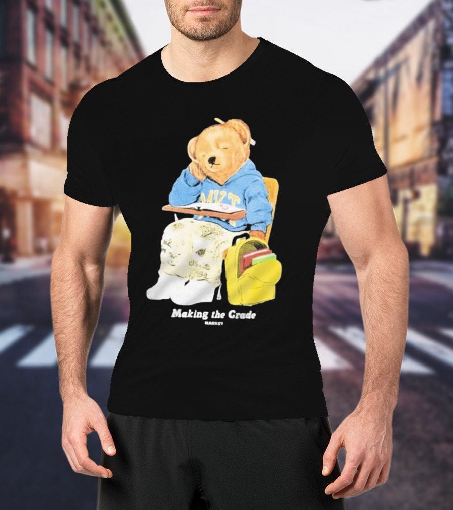 NYT Bear In School Desk With Yellow Backpack T-Shirt