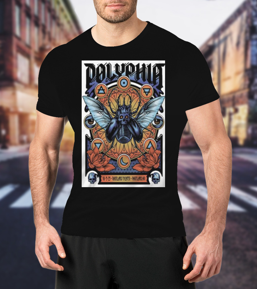 Polyphia Portland 10-5-23 Portland Theater Skull Insect Geometry T-Shirt