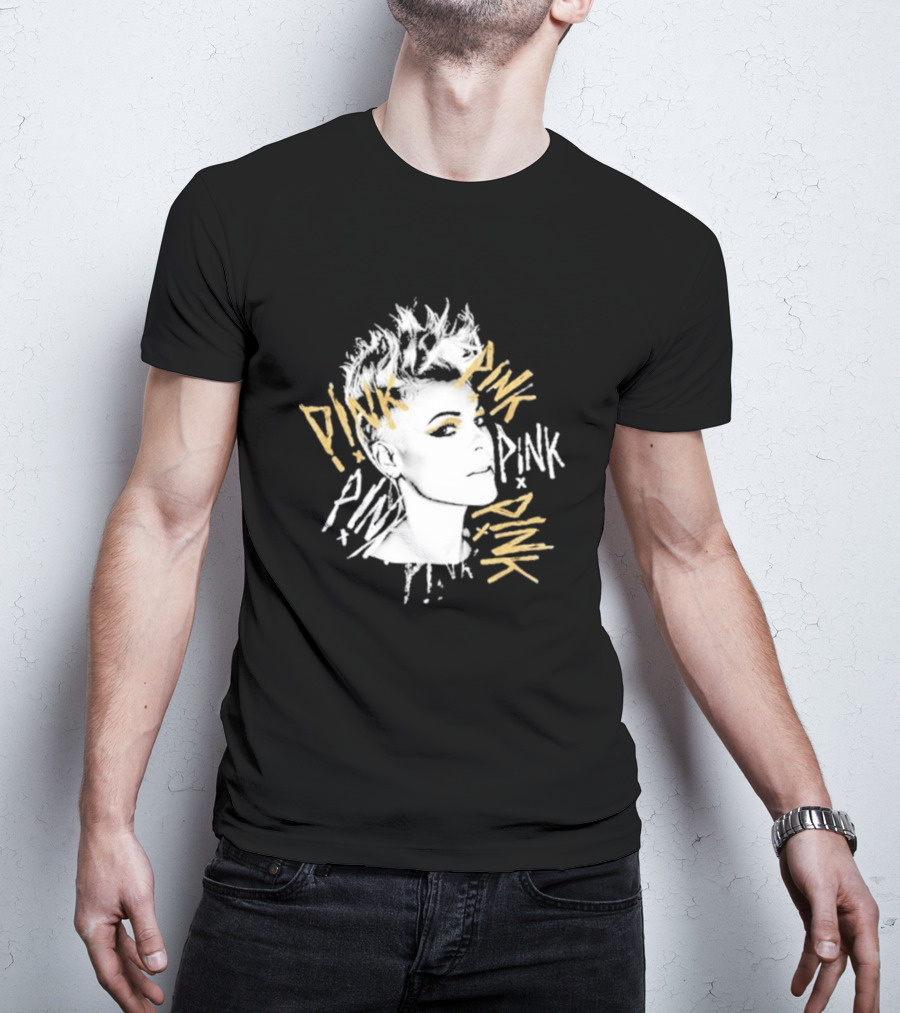 Pnk - Stylized Portrait With Pnk Text T-Shirt