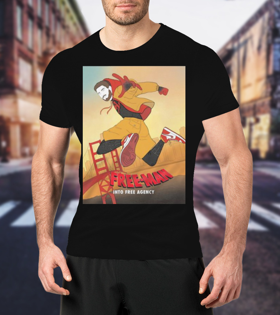 FREE-MAN Into Free Agency San Francisco Bridge Jumping Character T-Shirt