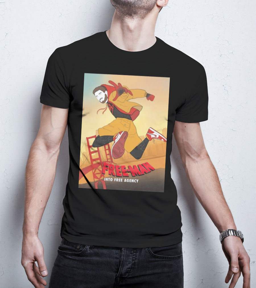 FREE-MAN Into Free Agency San Francisco Bridge Jumping Character T-Shirt