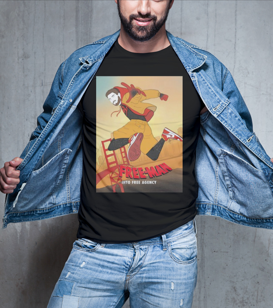 FREE-MAN Into Free Agency San Francisco Bridge Jumping Character T-Shirt