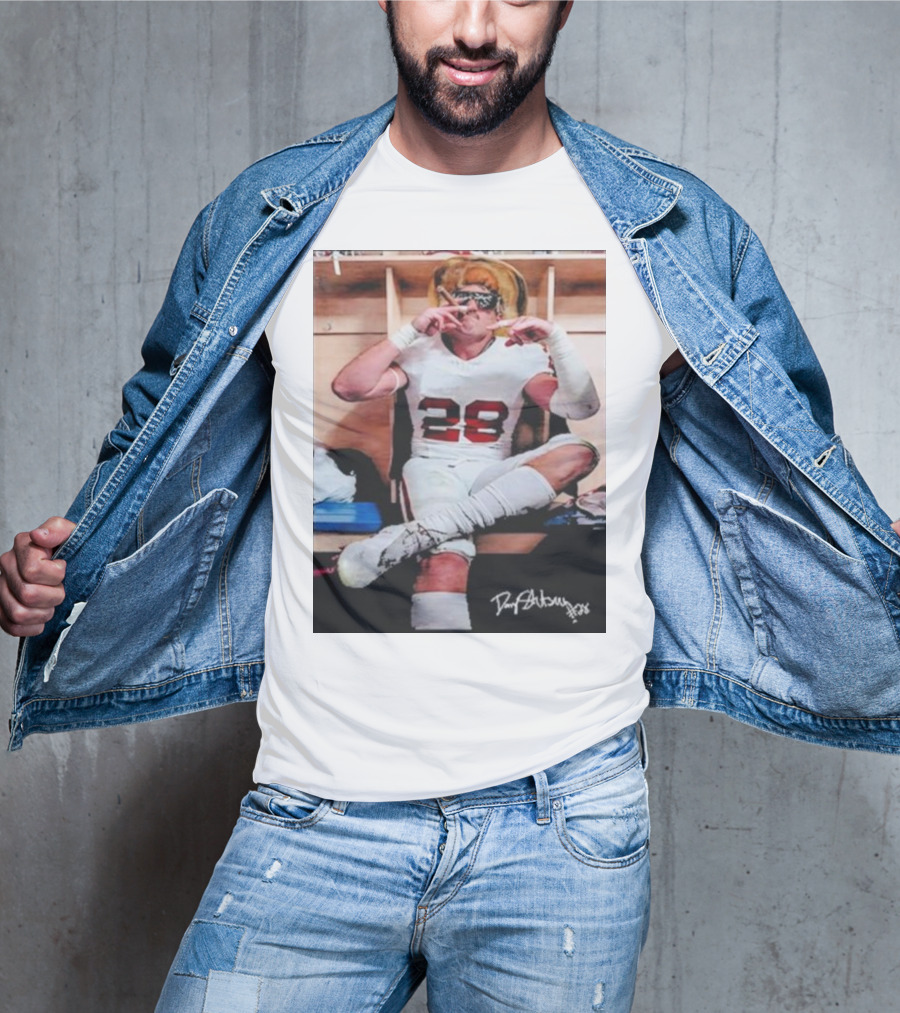 Oklahoma LB Danny Stutsman Number 28 Locker Room Signed T-Shirt