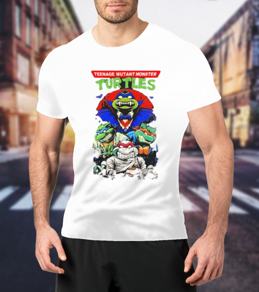 Teenage Mutant Monster Turtles Vampire Mummy Frankenstein Werewolf Mashup T-Shirt