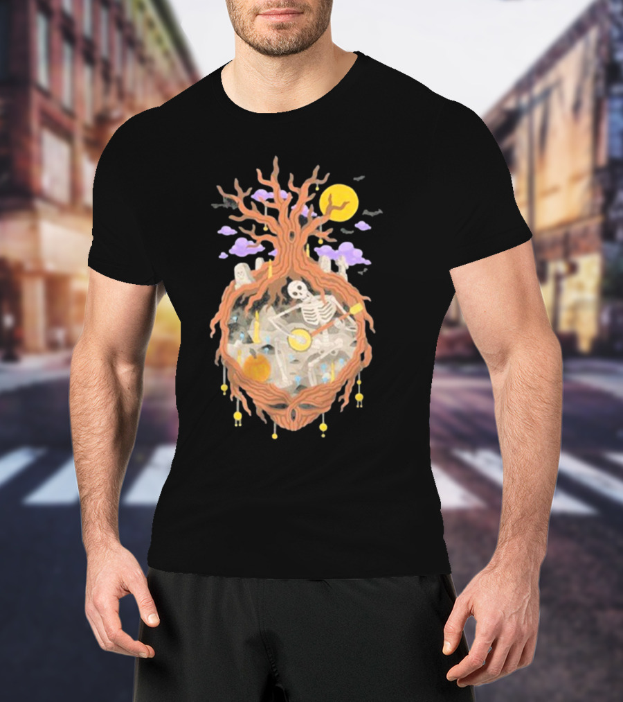 Grateful Dead The 13th Skeleton Moonlit Cemetery Tree T-Shirt