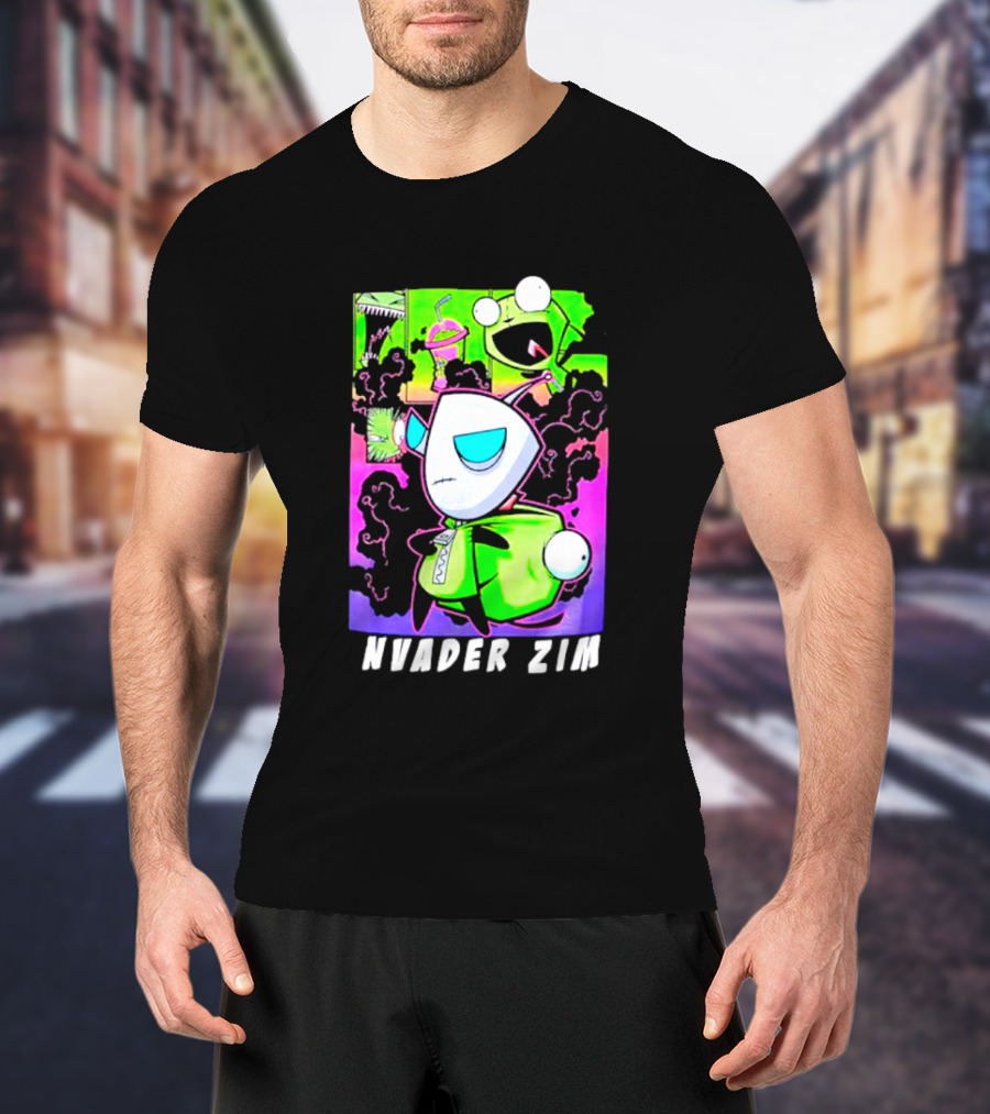 Invader Zim GIR Unzipped Neon Colors Cartoon T-Shirt