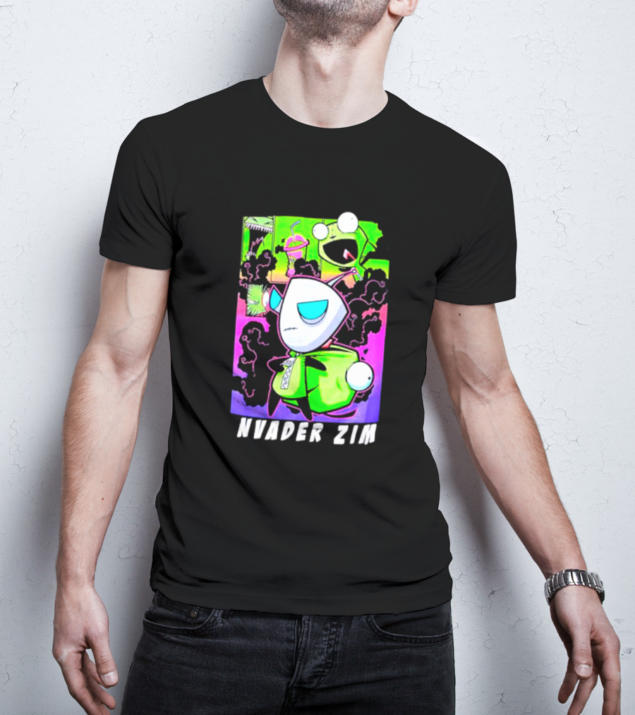 Invader Zim GIR Unzipped Neon Colors Cartoon T-Shirt