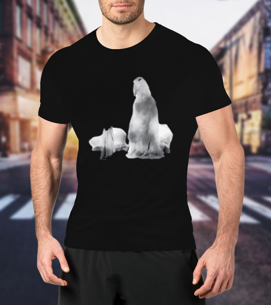 Luh Calm Eerie Spectral Figures On Dark Mysterious Background T-Shirt