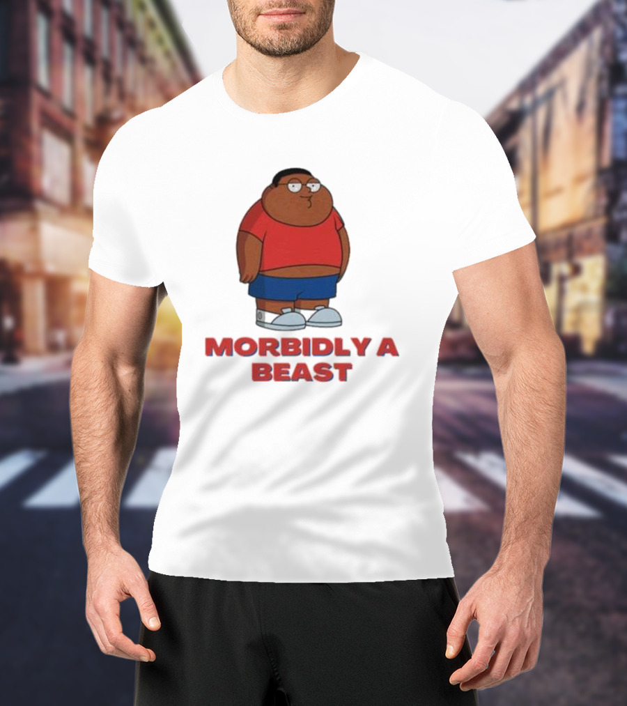 Morbidly A Beast Cartoon Character In Red And Blue T-Shirt