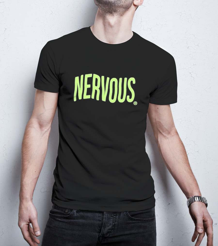 Pandershirts Nervous Neon Green Wave Text T-Shirt