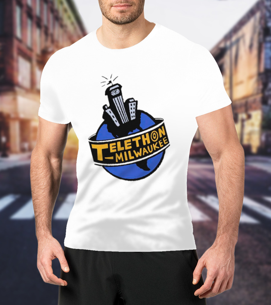 Telethon Milwaukee City Skyline Over Earth T-Shirt