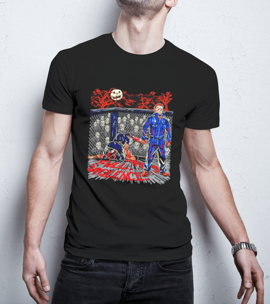 Michael Myers Full Moon Cage Violence Blood Halloween T-Shirt