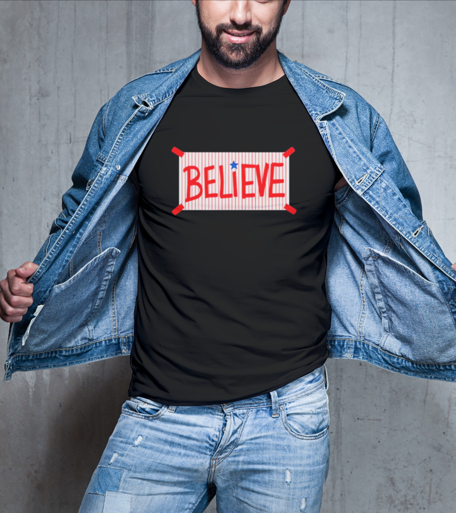 Believe Philadelphia Red Stripes Blue Star T-Shirt