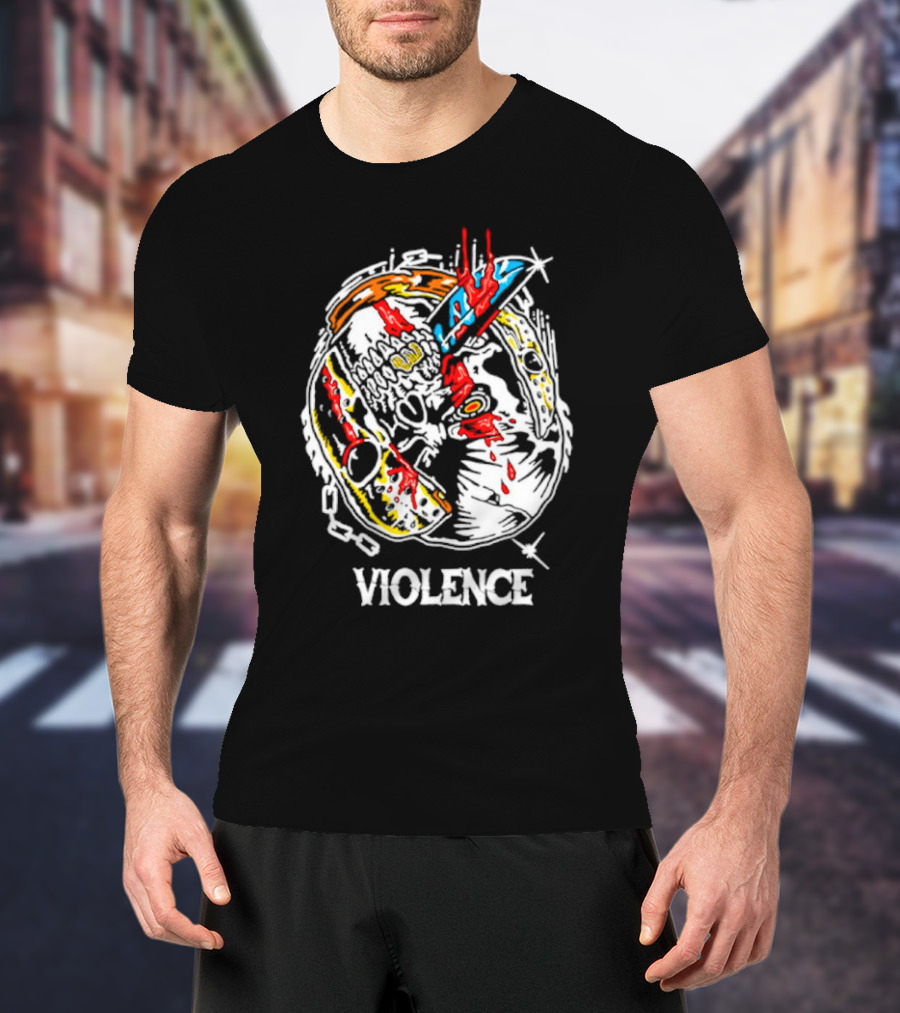 Slasher Mask Chainsaw Knife Violence T-Shirt