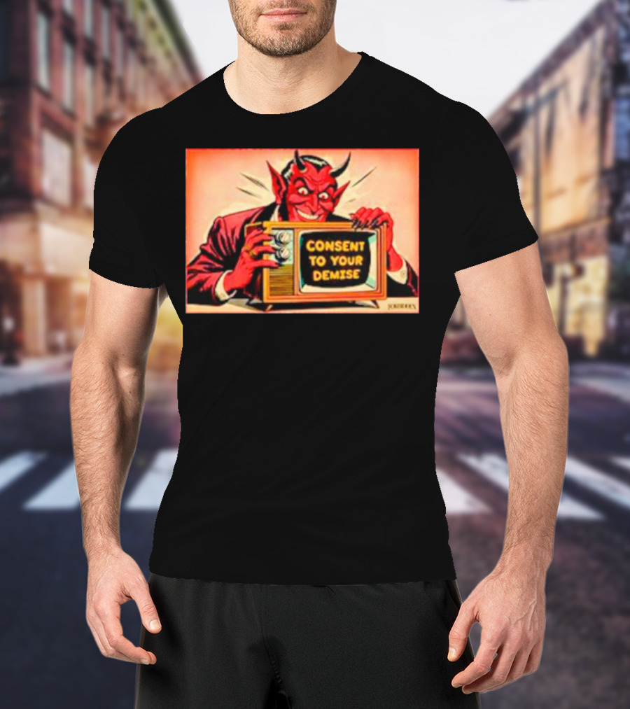 Devil Consent To Your Demise Retro TV Illustration By John Henry T-Shirt