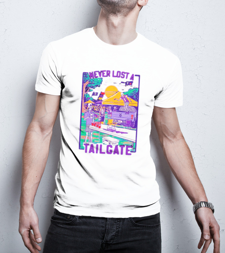 East Carolina Pirates Never Lost A Tailgate Skeleton Party Scene T-Shirt
