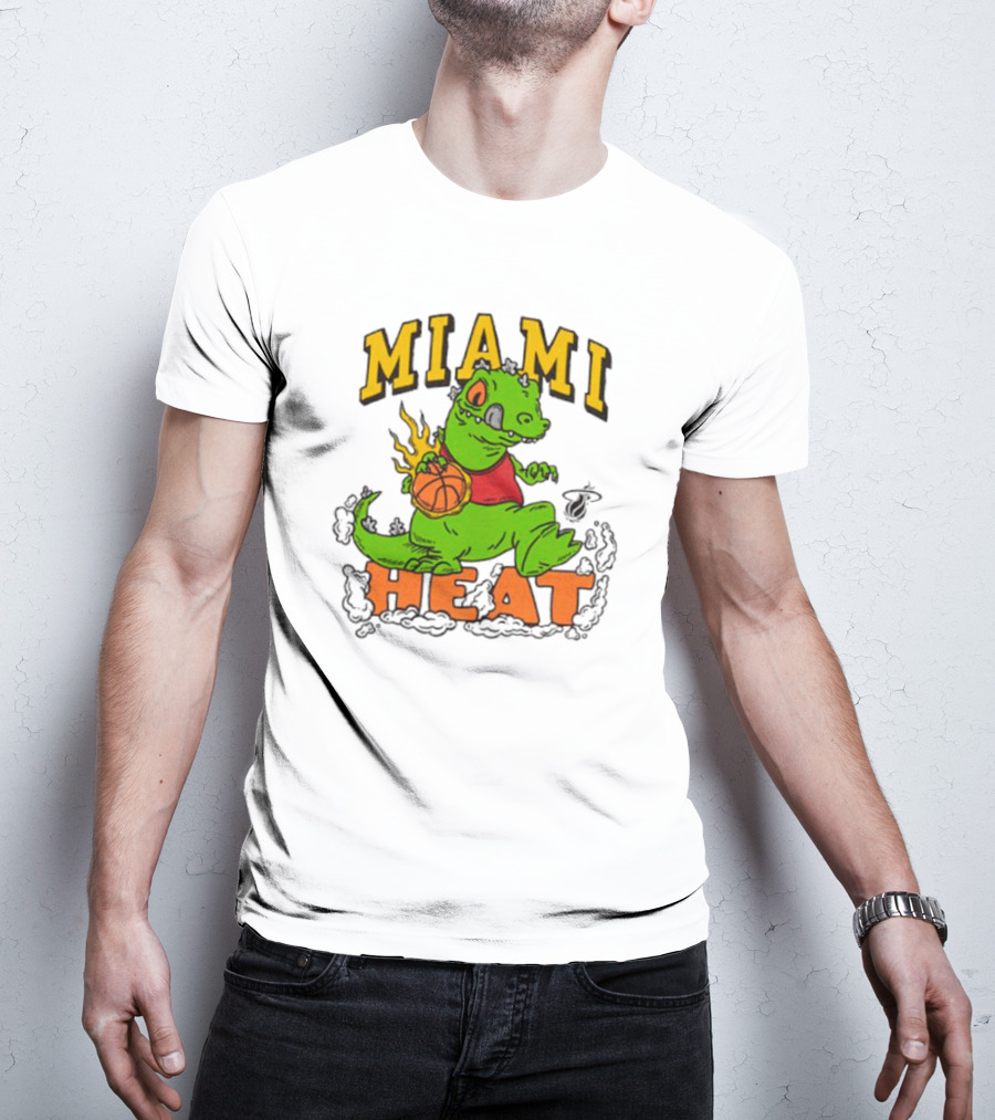 Miami Heat Reptar Holding Basketball Rugrats Crossover T-Shirt