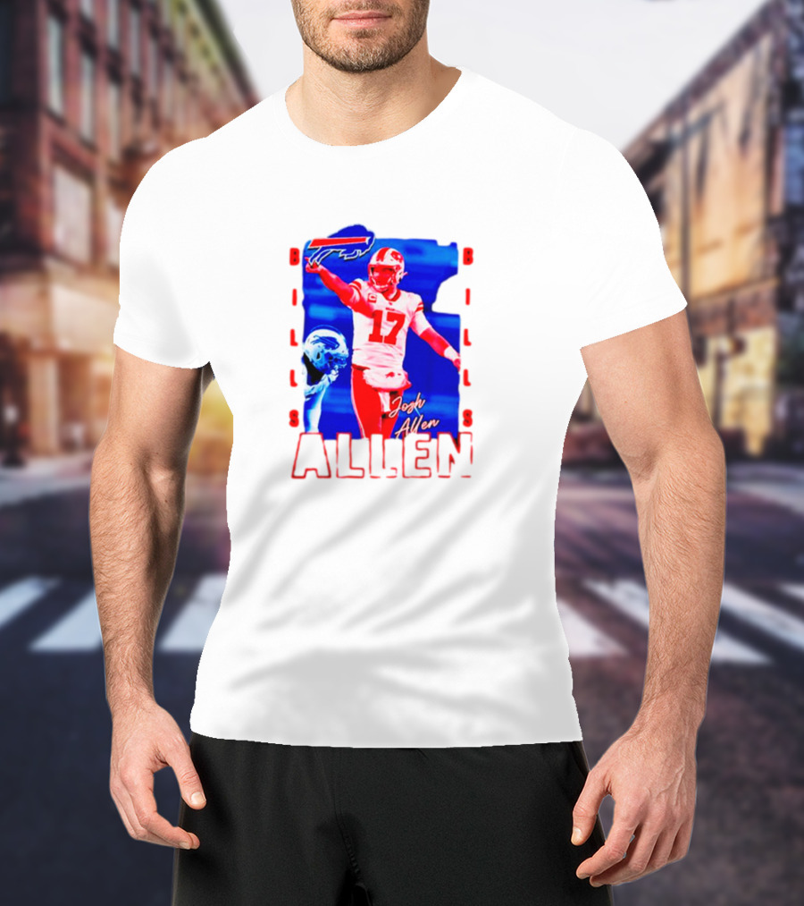 Josh Allen Buffalo Bills NFL Quarterback Iconic Play Action Image T-Shirt