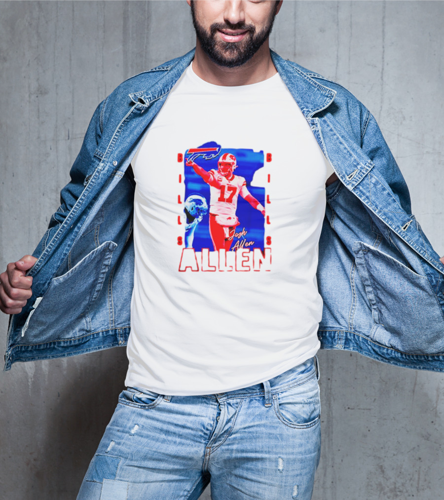 Josh Allen Buffalo Bills NFL Quarterback Iconic Play Action Image T-Shirt