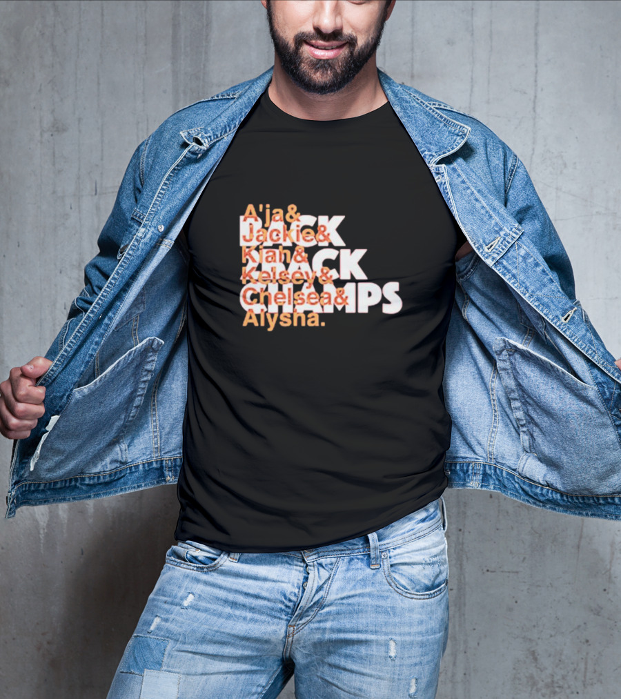 A'ja Jackie Kiah Kelsey Chelsea Alysha Las Vegas Aces Back To Back Ampersand Champs T-Shirt