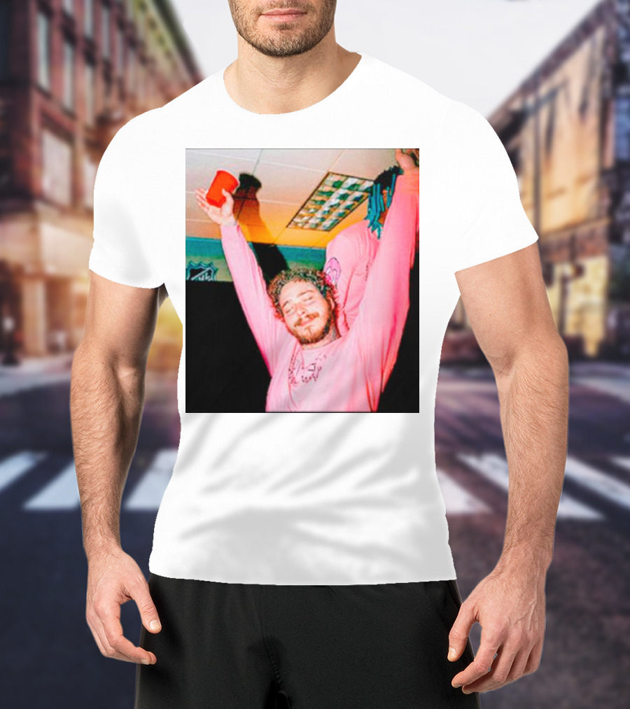 Malone Pink Shirt Red Cup Hands Up T-Shirt