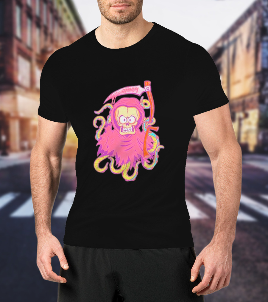 Mark Hoppus Hi My Name Is Mark Reaper Retro Neon Grim Reaper T-Shirt