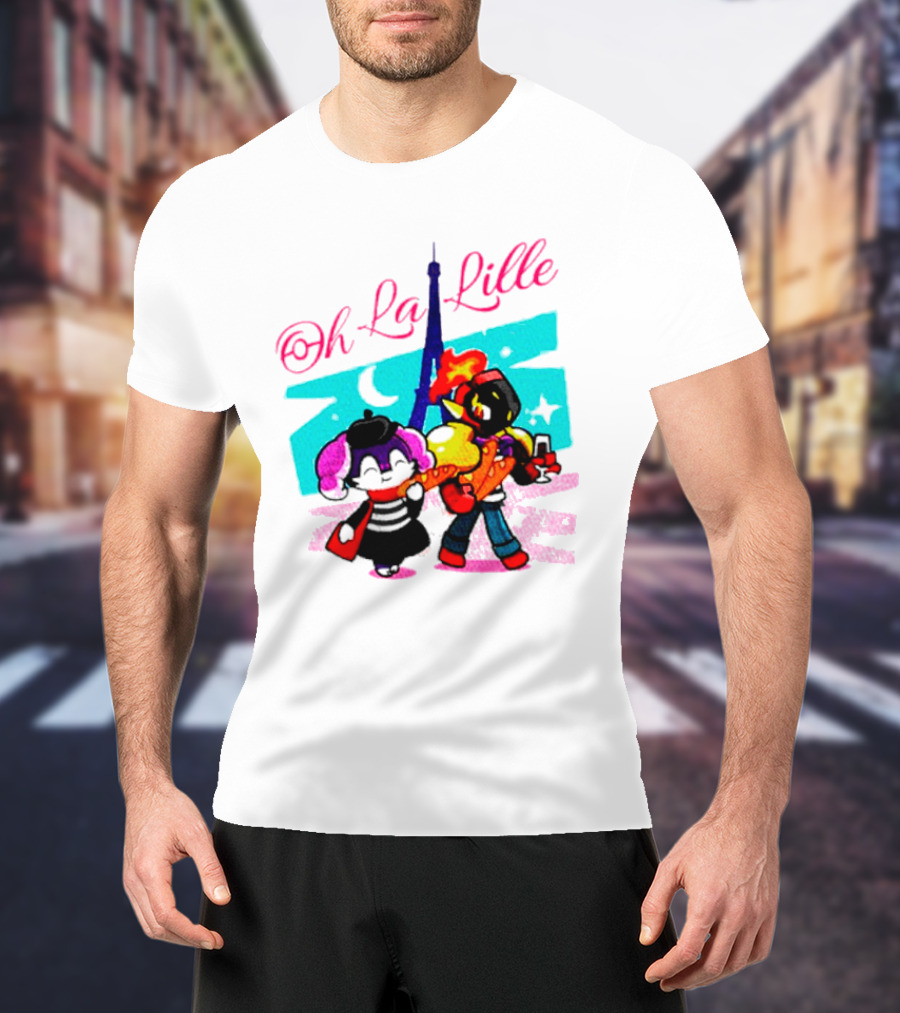 Oh La Lille Eiffel Tower Cartoon Characters T-Shirt