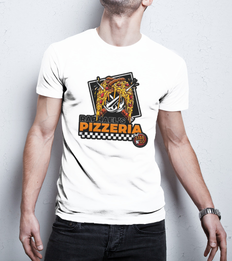 Raphael's Pizzeria Just Stab N' Go Pizza Graphic With Slicing Swords T-Shirt
