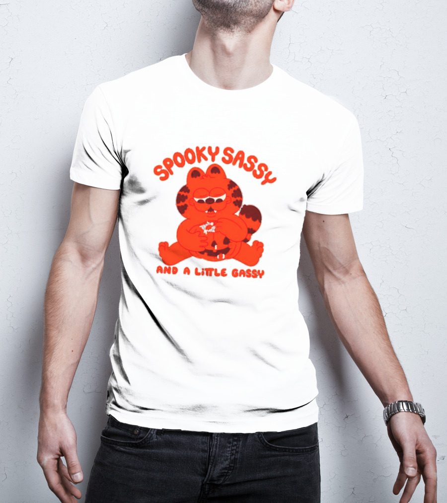 Spooky Sassy And A Little Gassy Halloween Cat Eating Candy T-Shirt