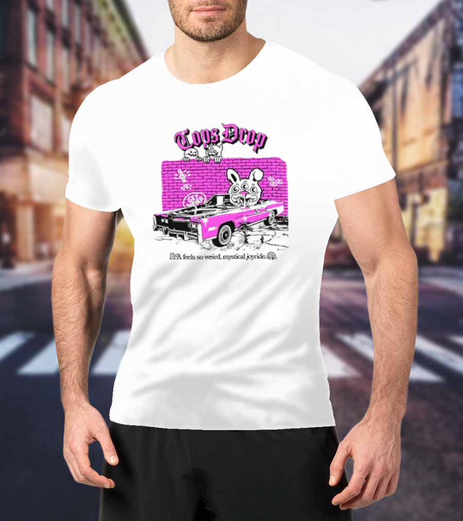 Tops Drop Feels So Weird Mystical Joyride Pink Lowrider With Cartoon Graffiti T-Shirt