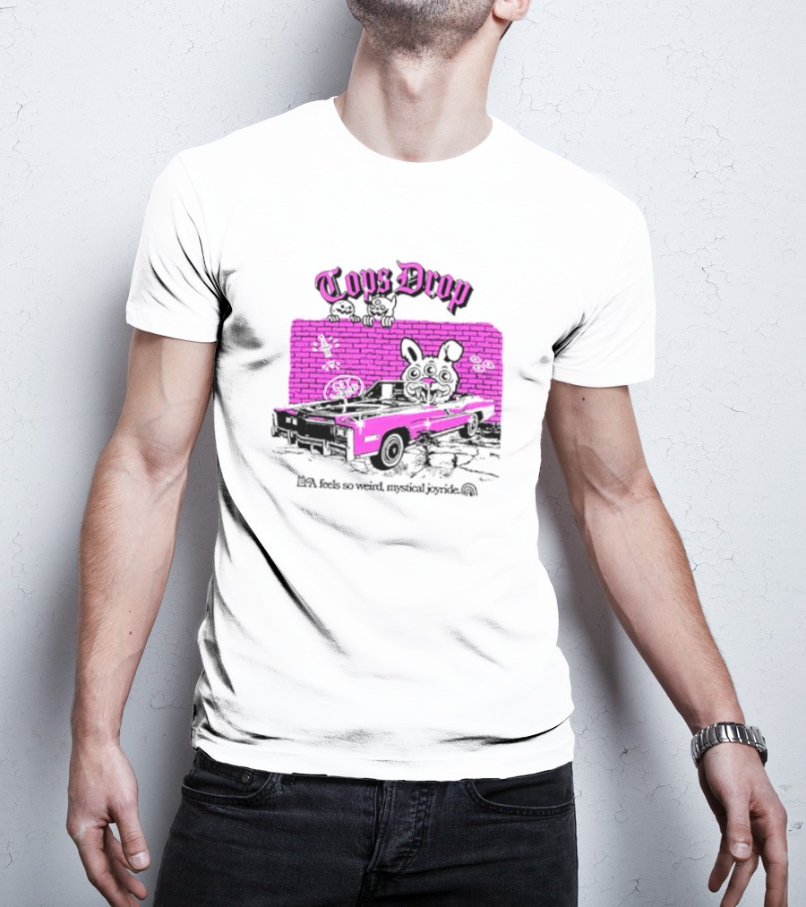 Tops Drop Feels So Weird Mystical Joyride Pink Lowrider With Cartoon Graffiti T-Shirt