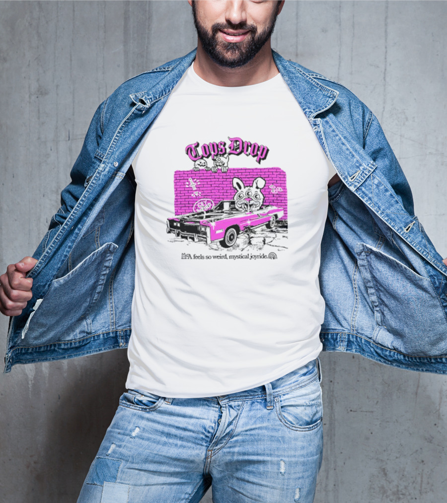 Tops Drop Feels So Weird Mystical Joyride Pink Lowrider With Cartoon Graffiti T-Shirt