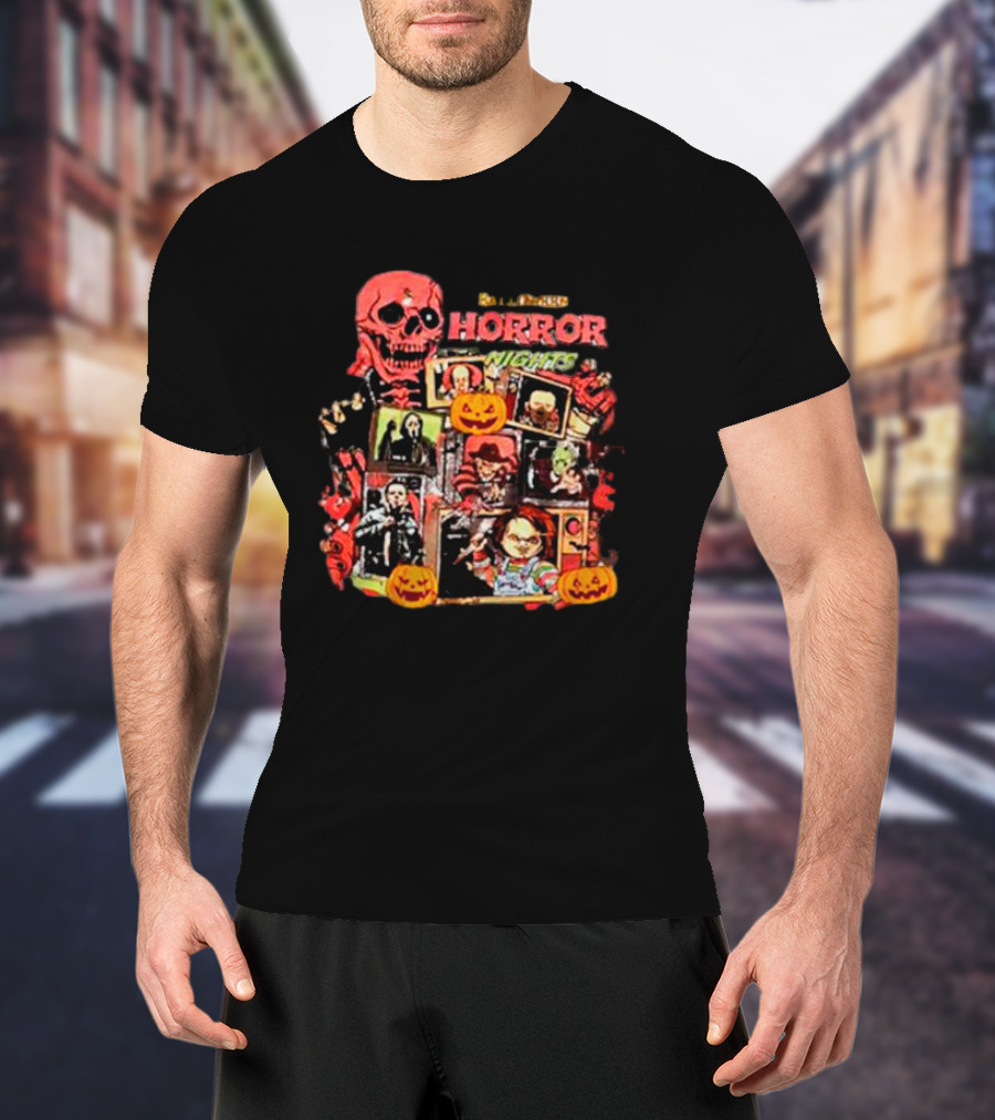Halloween Horror Nights 90s Vintage Skull And Monsters T-Shirt