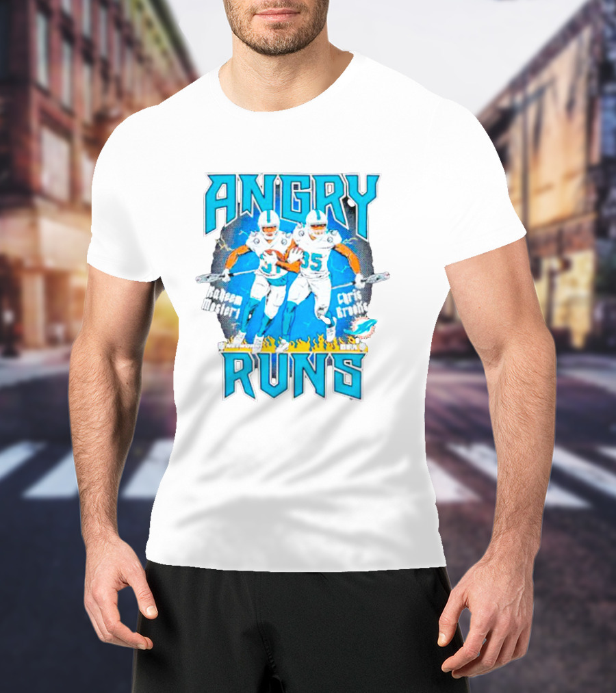Angry Runs Dolphins Raheem Mostert Chris Brooks Football Action T-Shirt