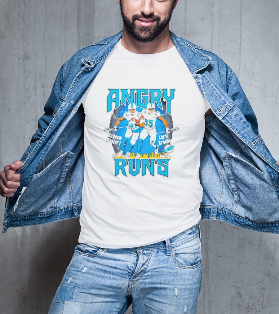 Angry Runs Dolphins Raheem Mostert Chris Brooks Football Action T-Shirt