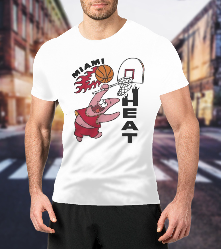Miami Heat Homage Patrick Star Basketball Dunking Fun T-Shirt