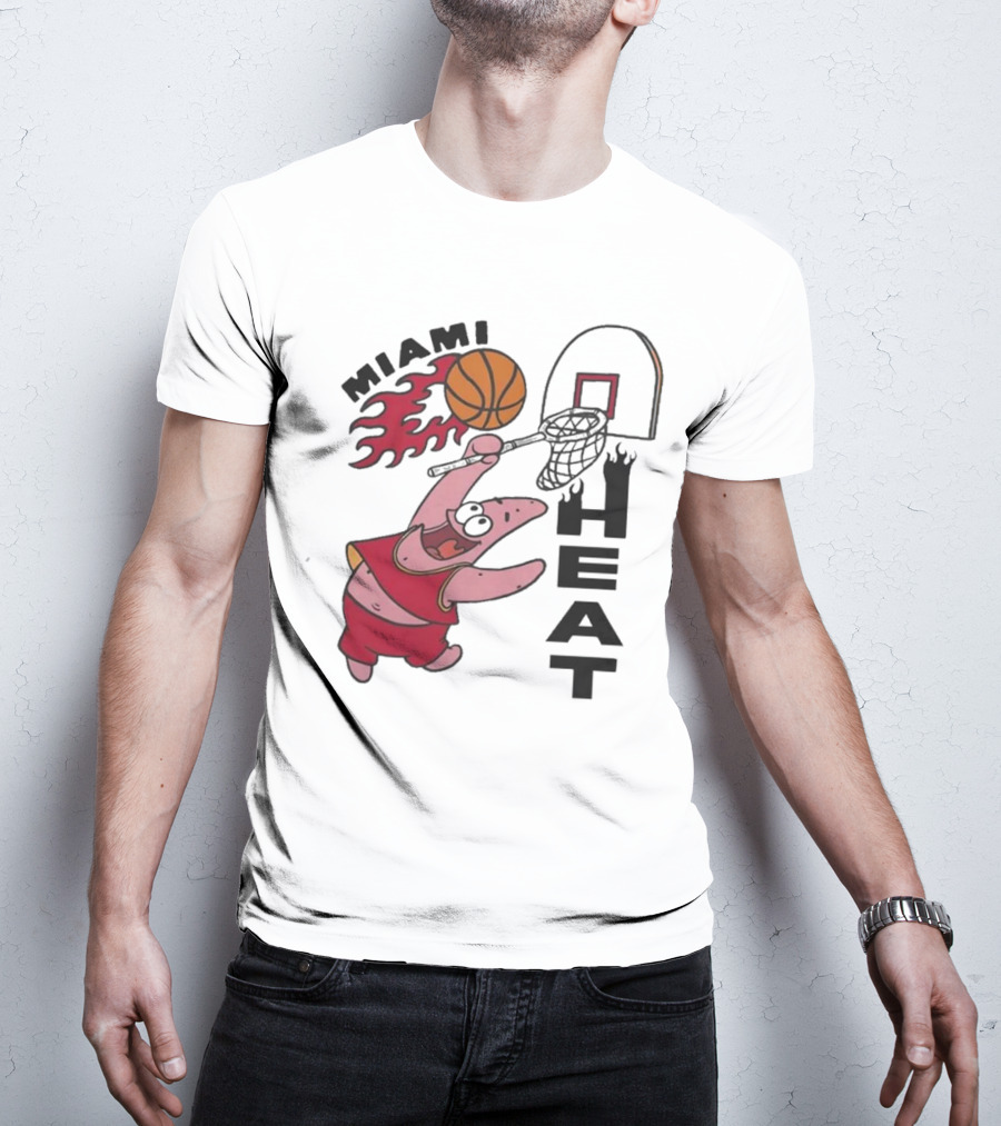 Miami Heat Homage Patrick Star Basketball Dunking Fun T-Shirt