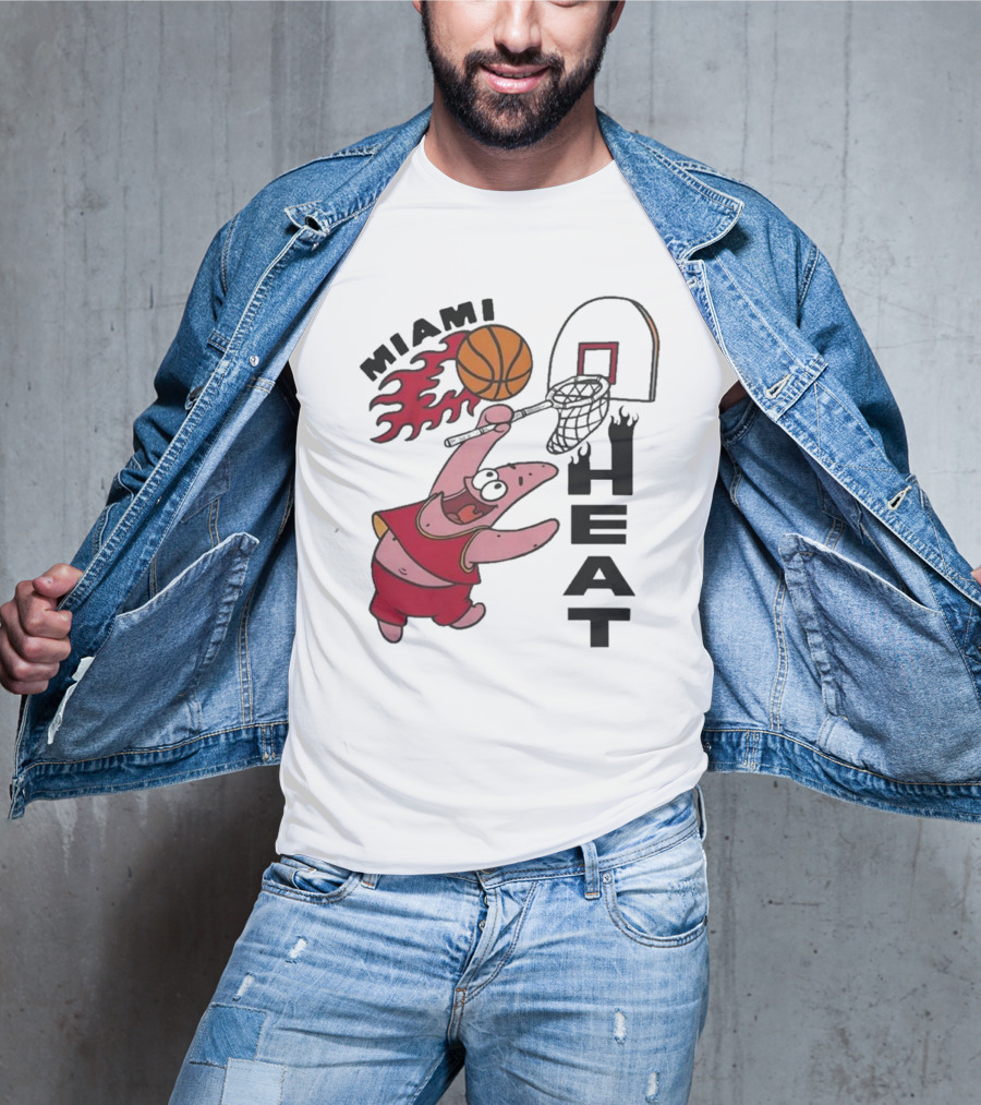 Miami Heat Homage Patrick Star Basketball Dunking Fun T-Shirt
