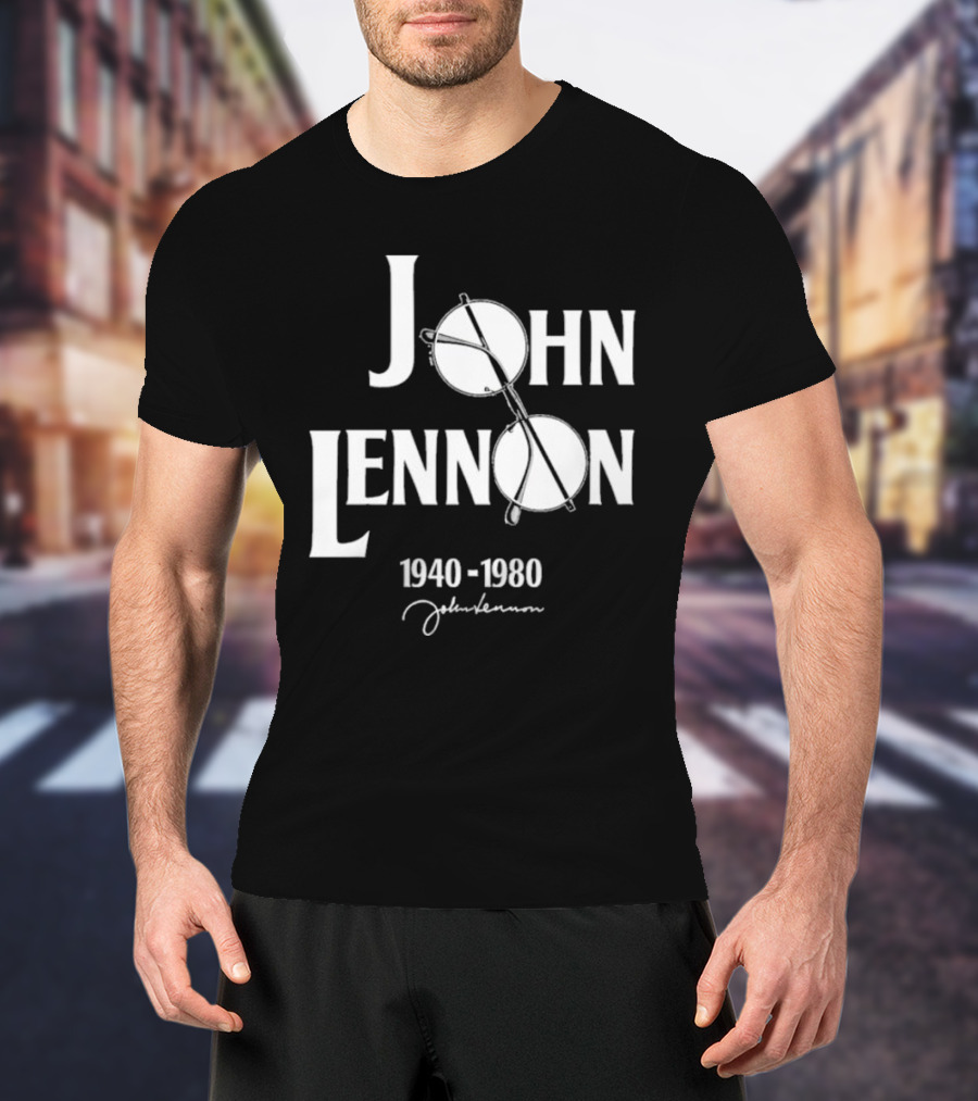 John Lennon 1940-1980 Peace Symbol Signature T-Shirt
