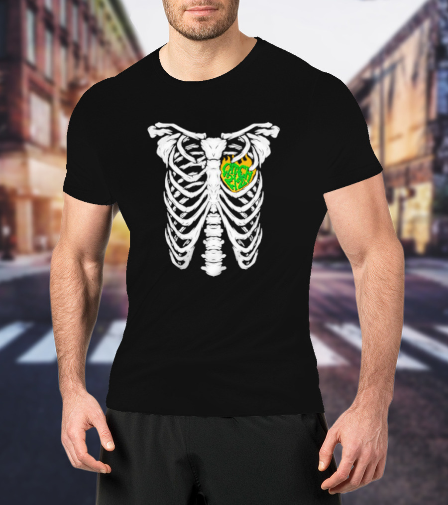 Catch 2 2 Never Die Skeleton Ribcage Flame T-Shirt