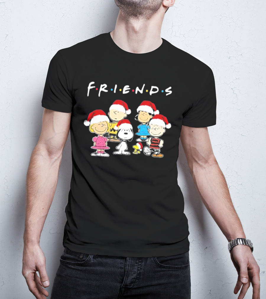 Charlie Brown Snoopy Woodstock Friends Christmas Santa Hats T-Shirt